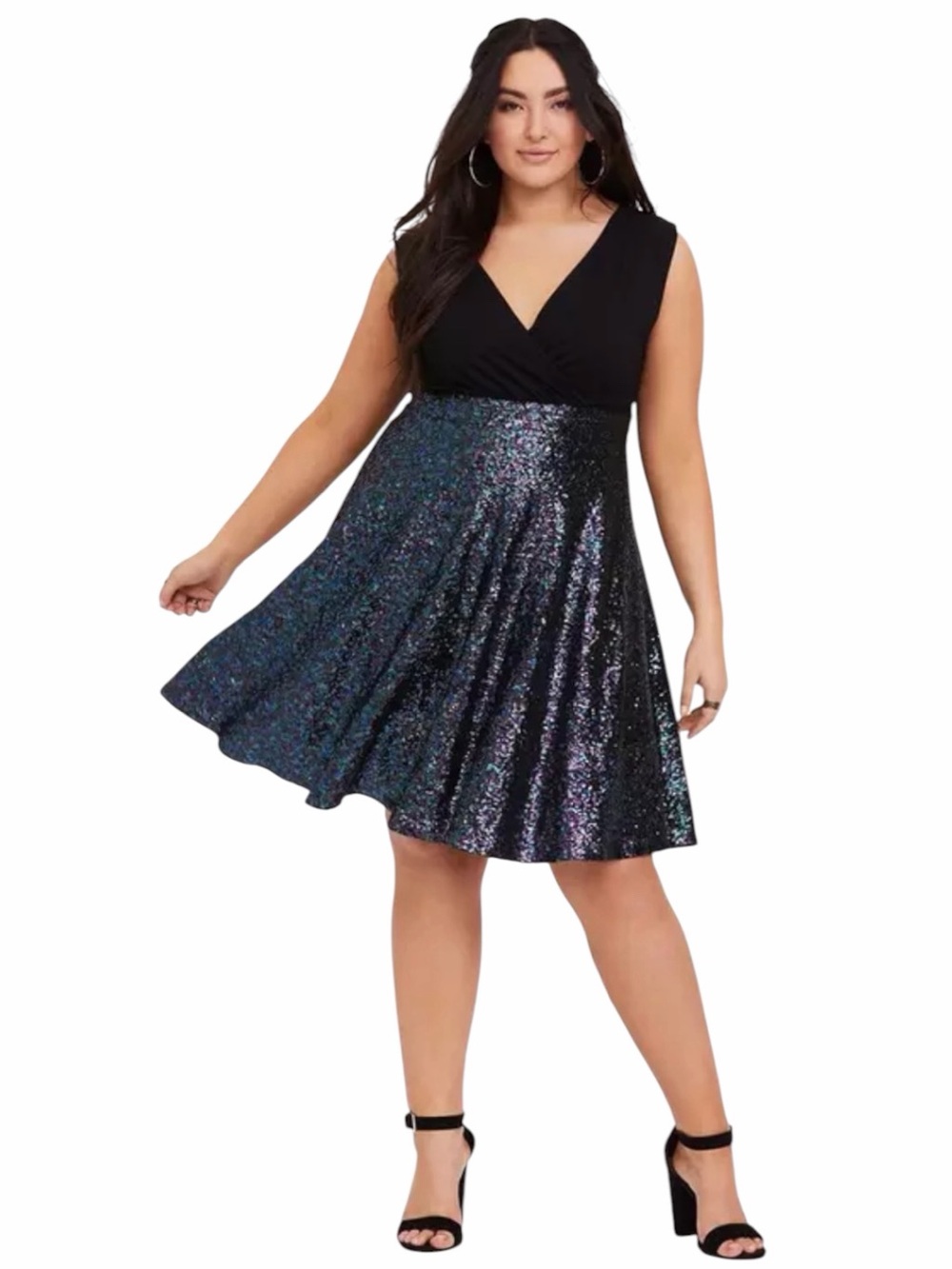 torrid Women’s Special Occasion Black Sequin Skater Dress Size 26